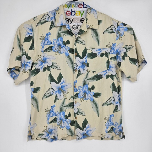 Tommy Bahama Other - Tommy Bahama Shirt Mens Large Floral Silk Hawaiian Camp‎ All Over Print Cream